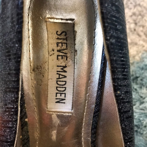 Steve Madden Black & Silver, Wedged High Heels - Picture 7 of 8